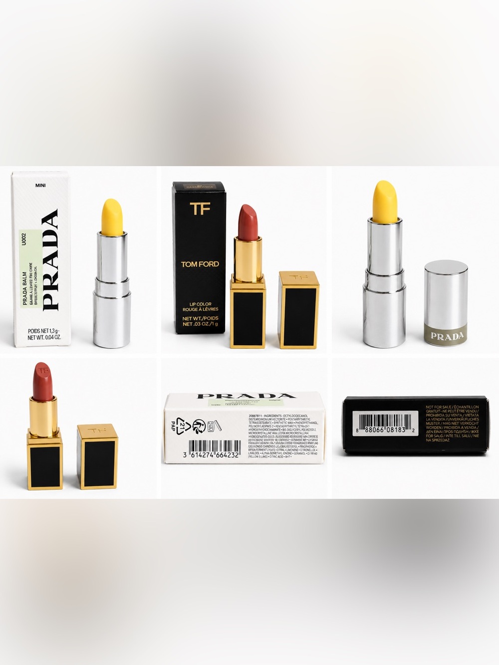 Prada + Tom Ford Luxury Mini Lip Duo Balm & Lipstick NEW - Picture 2 of 4